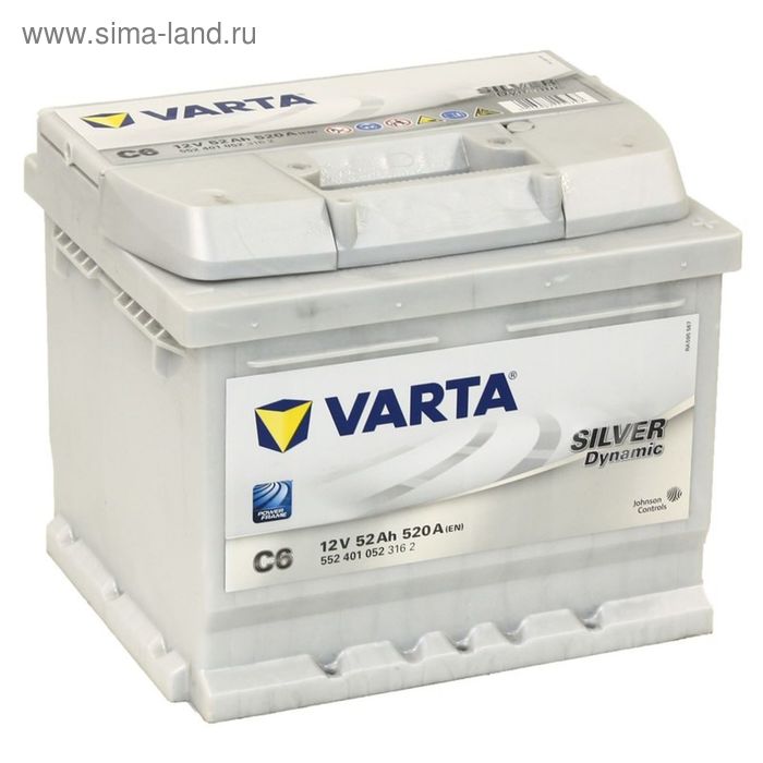 фото Аккумуляторная батарея varta 52 ач, обратная полярность silver dynamic 552 401 052