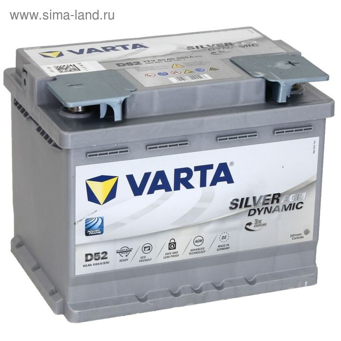 фото Аккумуляторная батарея varta 60 ач, обратная полярность silver dynamic agm 560 901 068