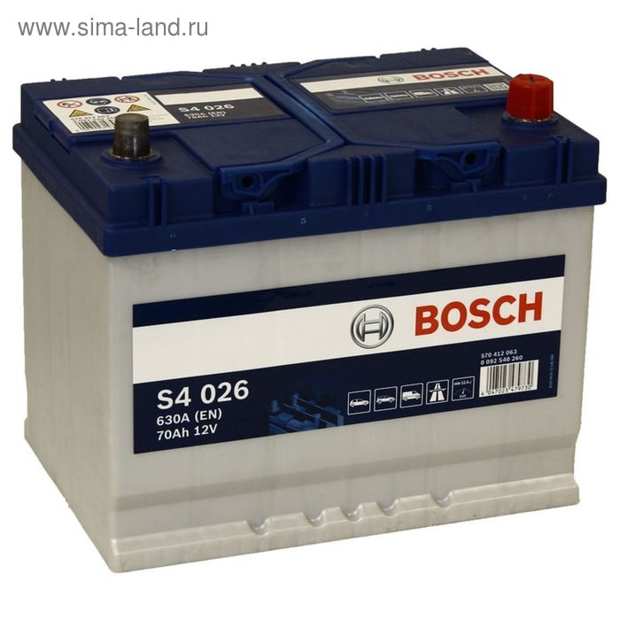 фото Аккумуляторная батарея bosch 70 ач, обратная полярность s4 570 412 063