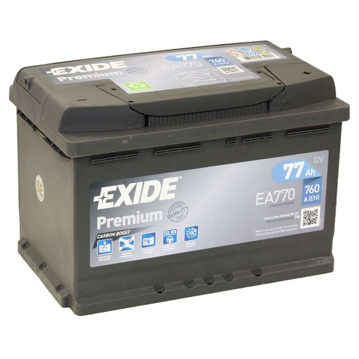 Аккумуляторная батарея Exide 77 Ач, обратная полярность Premium EA770