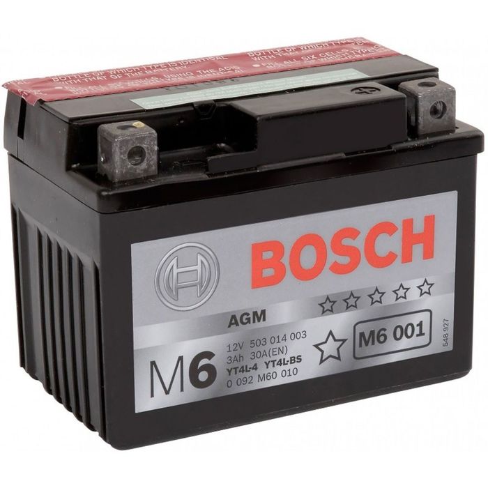 Аккумуляторная батарея Bosch 3 Ач M6 AGM 503 014 003 (YT4L-BS)