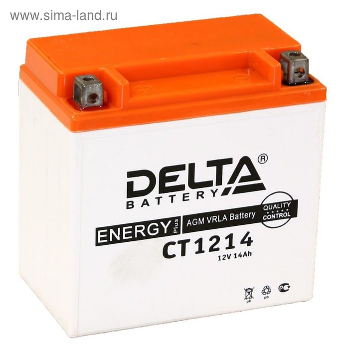 фото Аккумуляторная батарея delta 14 ач ct 1214 (ytx14-bs), низкий