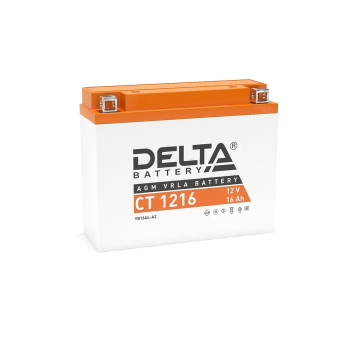 аккумуляторная батарея delta ст1216 yb16al a2 12 в 16 ач обратная Аккумуляторная батарея Delta СТ1216 (YB16AL-A2) 12 В, 16 Ач обратная (- +)
