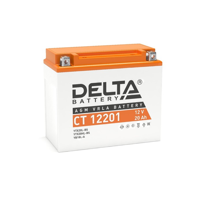 аккумуляторная батарея delta ст1220 1 yt19bl bs 12 в 20 ач обратная Аккумуляторная батарея Delta СТ12201 (YTX20L-BS, YTX20HL-BS, YB16L-B, YB18L-A) 12 В, 20 Ач обратная (- +)