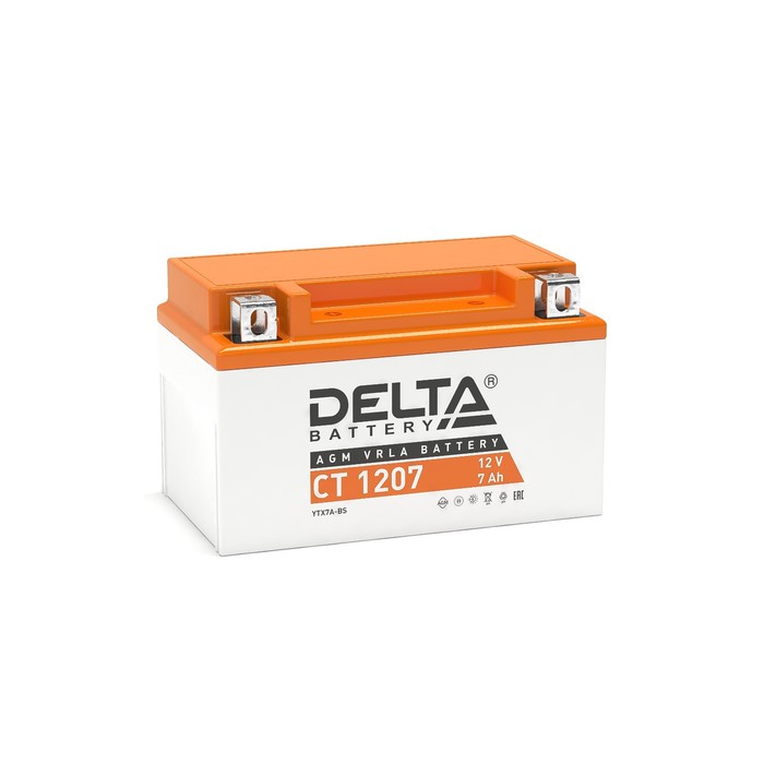 Аккумуляторная батарея Delta СТ1207 (YTX7A-BS)12V, 7 Ач прямая(+ -)