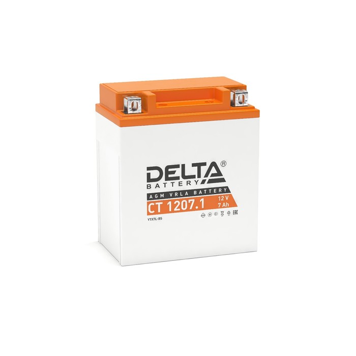 аккумуляторная батарея delta ст1220 1 yt19bl bs 12 в 20 ач обратная Аккумуляторная батарея Delta СТ1207.1 (YTX7L-BS) 12 В, 7 Ач обратная (- +)