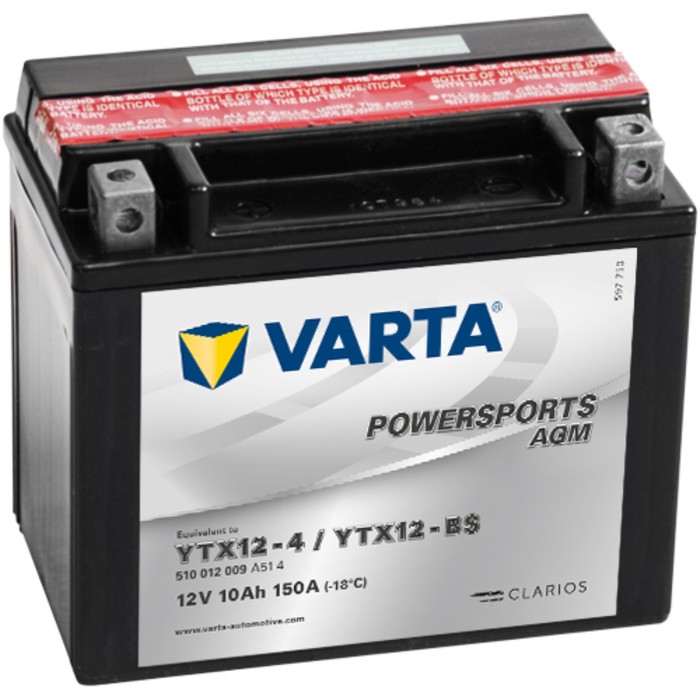аккумуляторная батарея varta 16 ач moto 516 016 012 yb16al a2 Аккумуляторная батарея Varta 10 Ач Moto AGM 510 012 009 (YTX12-BS)