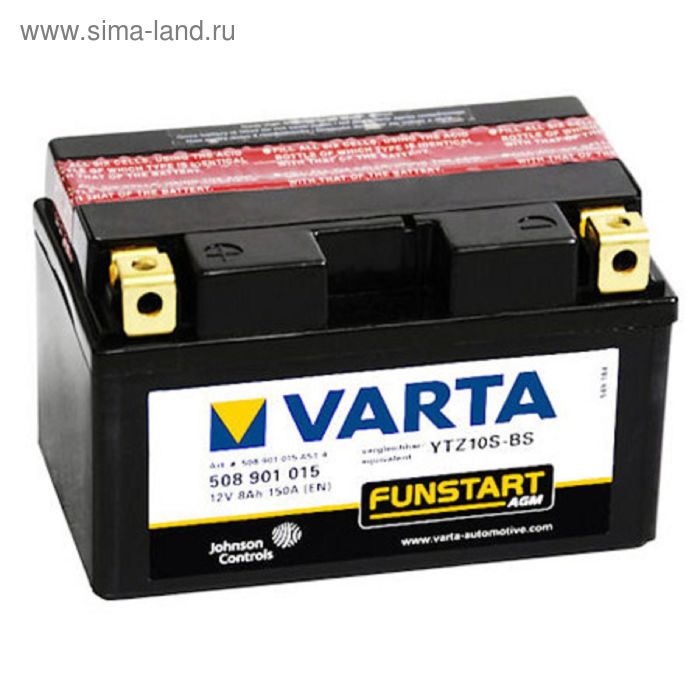 аккумуляторная батарея varta 18 ач moto agm 518 902 026 ytx20 bs Аккумуляторная батарея Varta 8 Ач Moto AGM 508 901 015 (YTZ10S-BS)
