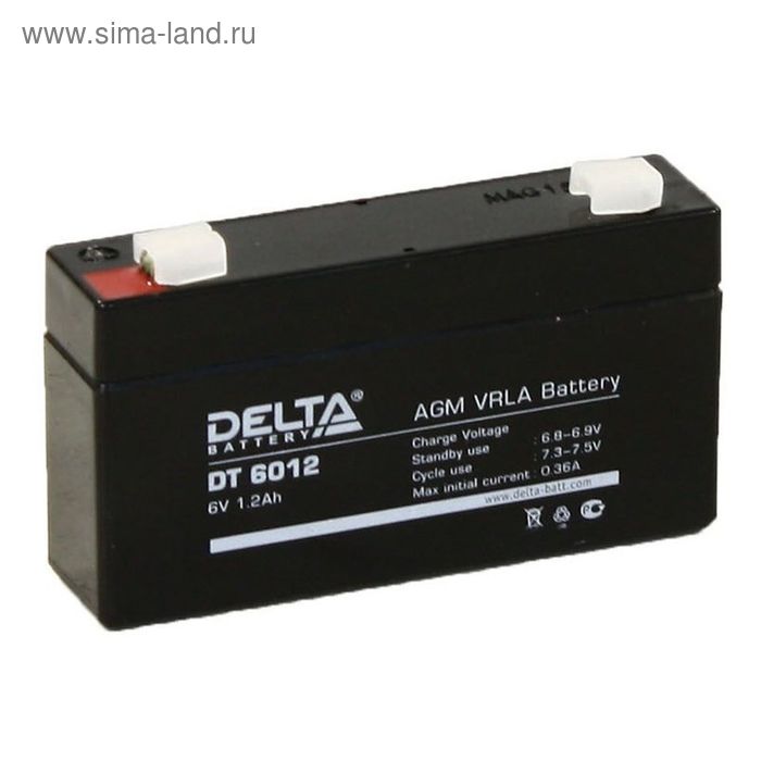 фото Аккумуляторная батарея delta 1,2 ач 6 вольт dt 6012