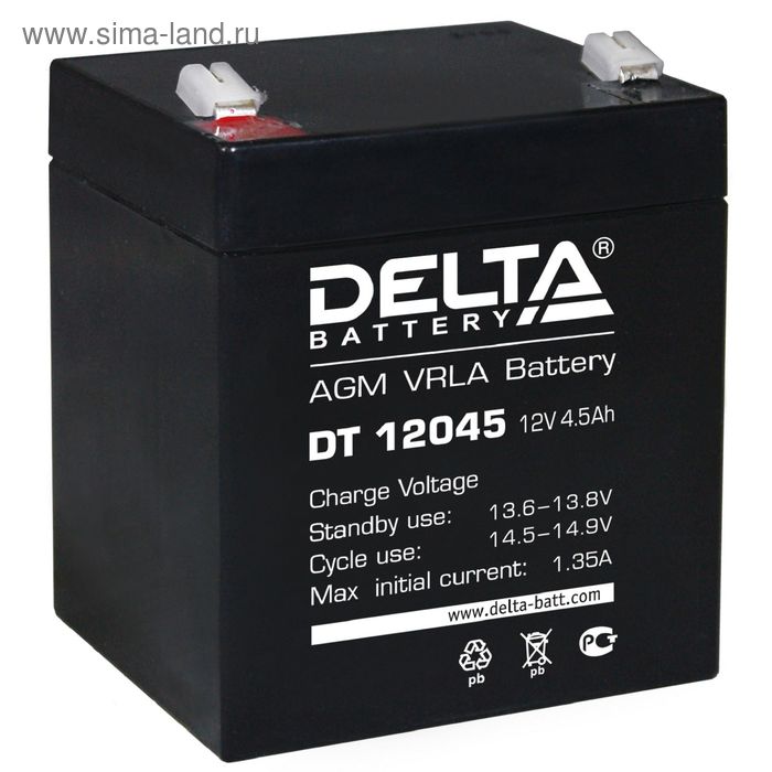 Аккумуляторная батарея Delta 4,5 Ач 12 Вольт DT 12045 аккумуляторная батарея delta 75 ач 12 вольт dtm 1275 l