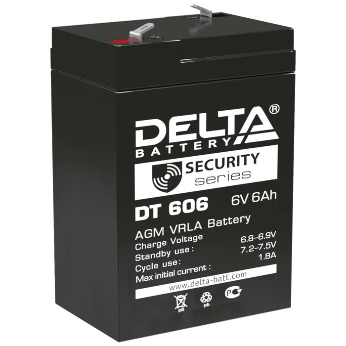 фото Аккумуляторная батарея delta 6 ач 6 вольт dt 606