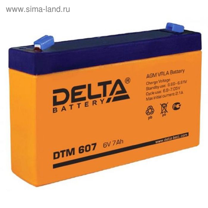 фото Аккумуляторная батарея delta 7 ач 6 вольт dtm 607