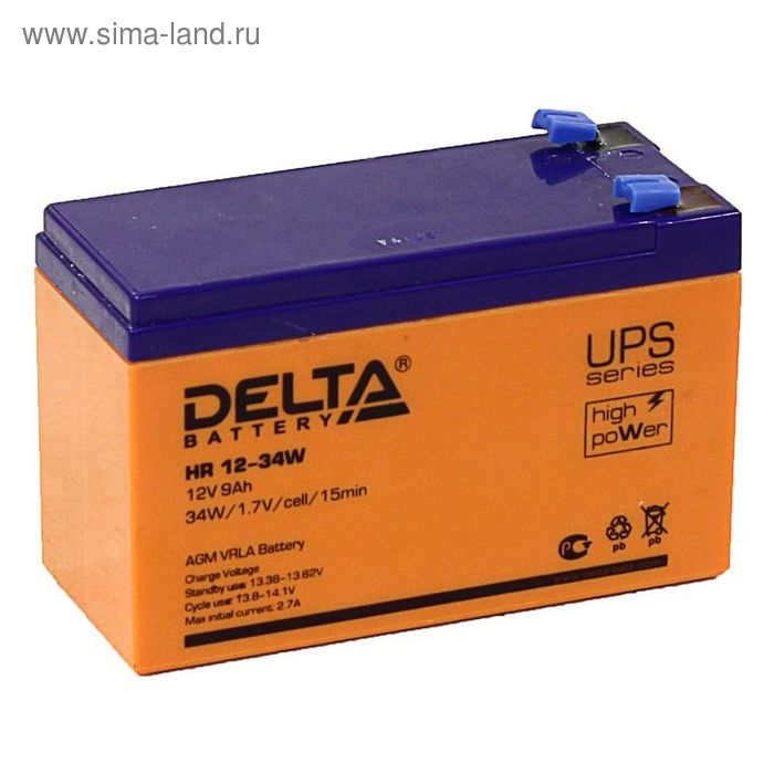 Аккумуляторная батарея Delta 9 Ач 12 Вольт HR 12-34W аккумуляторная батарея delta 1 2 ач 12 вольт dt 12012