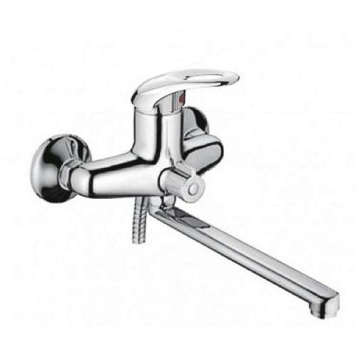 Cмеситель для ванны Cron CN2203, длинный излив, переключатель в корпусе, хром