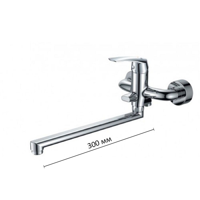 Смеситель для ванны Haiba HB20108, с длинным изливом, переключатель в корпусе, хром