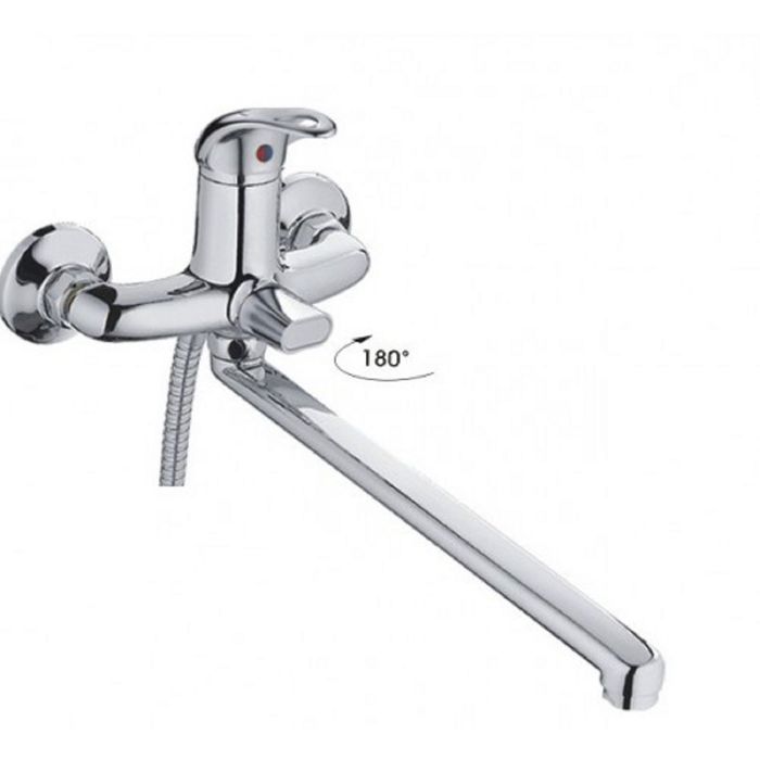 Смеситель для ванны Haiba HB2215-К, с длинным изливом, шаровый переключатель, хром