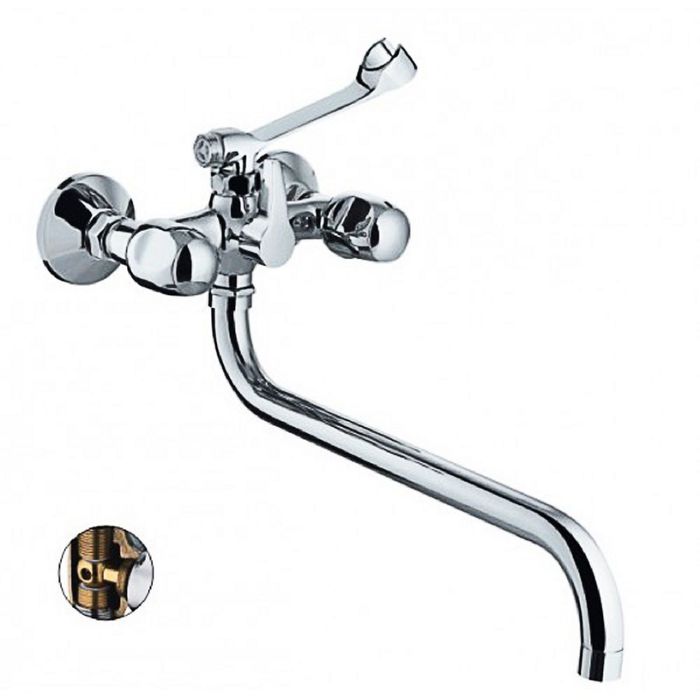 Cмеситель для ванны Haiba HB2386 длинный излив, переключатель в корпусе, хром