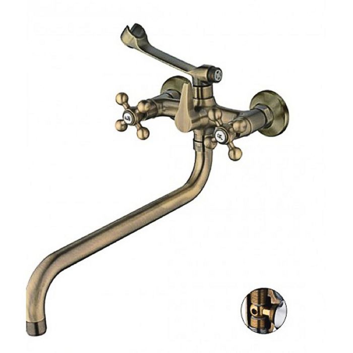 Cмеситель для ванны Haiba HB2619-4 длинный излив, бронза