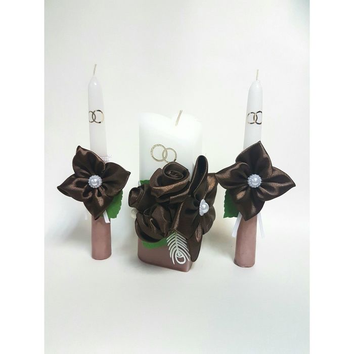 Набор свечей "Атласный люкс", шоколадный: домашний очаг 6,8х15, родительские свечи 1,8х17,5