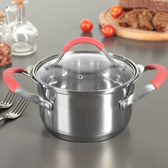 Кастрюля с крышкой "Кармен" 1,5 л с мерной шкалой d=17,5 см