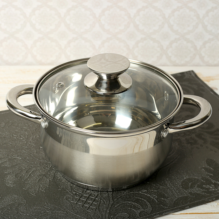 Кастрюля 2 л "Форт", стеклянная крышка