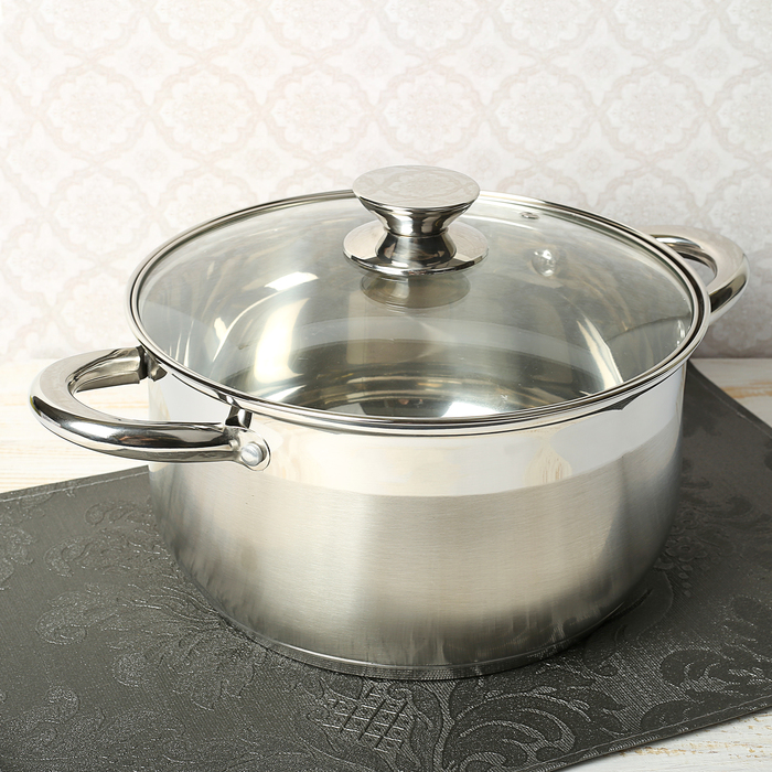 Кастрюля 4,5 л "Форт", стеклянная крышка