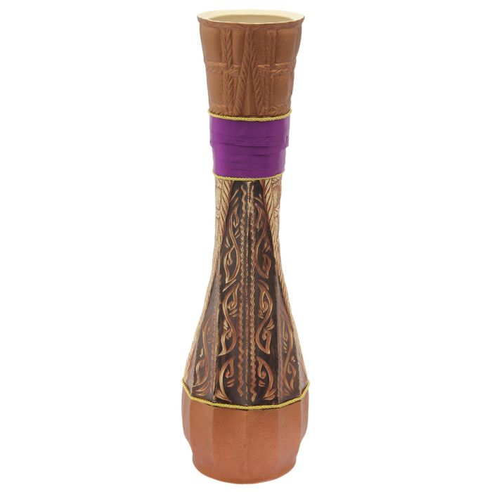 Ваза напольная "Клео" ангоб, лента фиолетовая