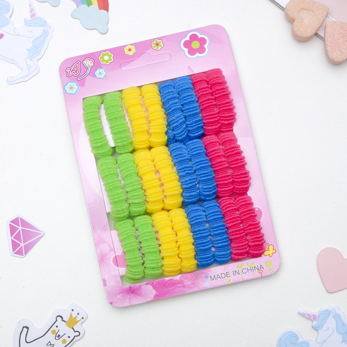 Резинки для волос "Махрушка" (набор 24 шт.) радуга