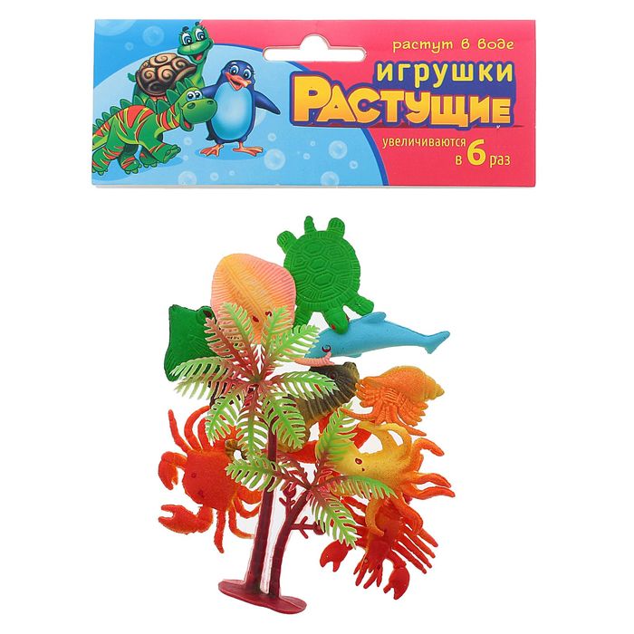 Растущие животные "Море", набор 10шт + дерево