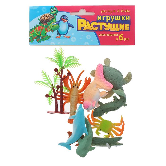 Растущие животные "Океан", набор 8шт + дерево