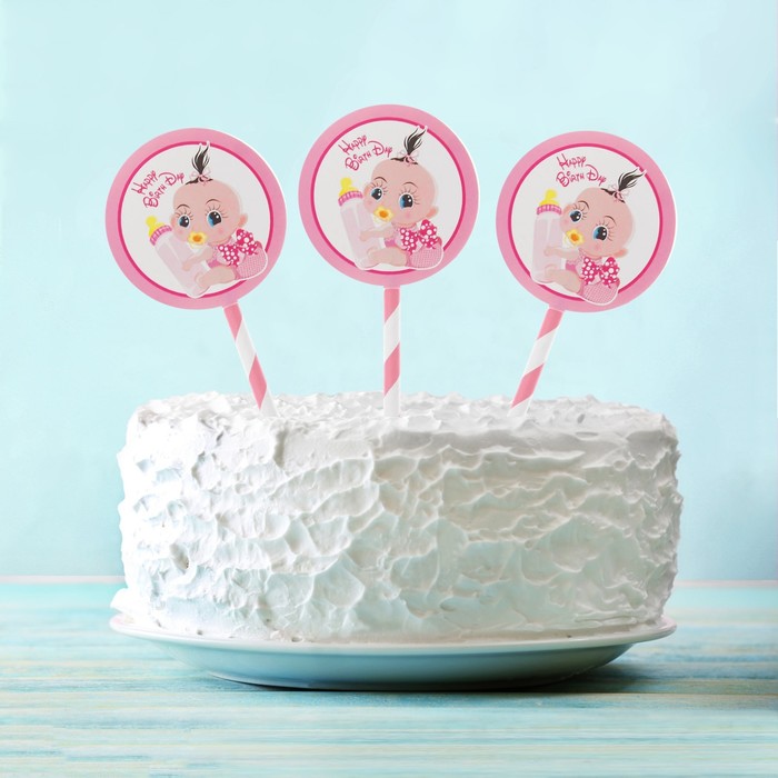 Топпер "Карапуз" розовый цвет (6 шт на держателе)