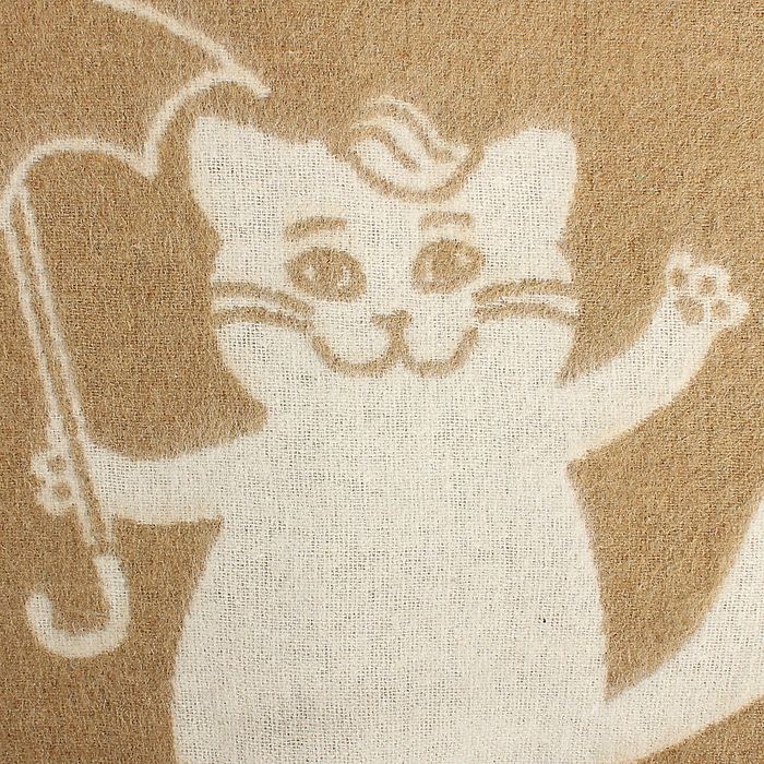 Плед шерстяной Коты 140х200 см, бел/беж, 70% шерсть Мериноса, 30% п/э