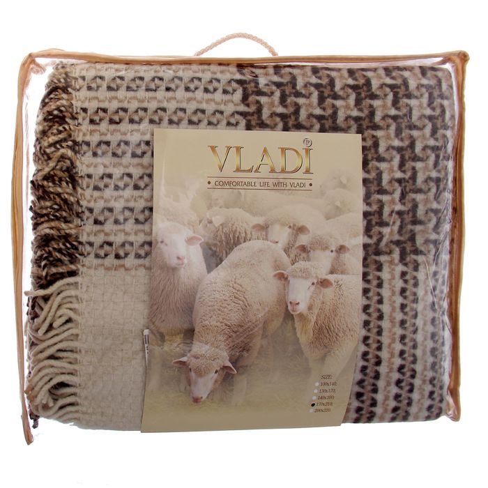 Плед шерстяной Капучино 170х210 см, бел/беж/кор рап.1, 70% шерсть Мериноса, 30% п/э