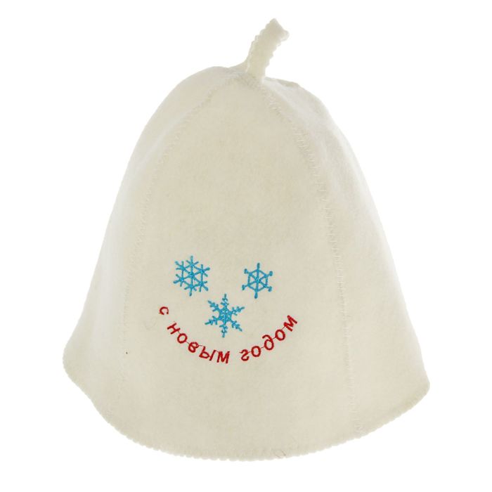 Шапка банная "С Новым годом" снежинки, белая