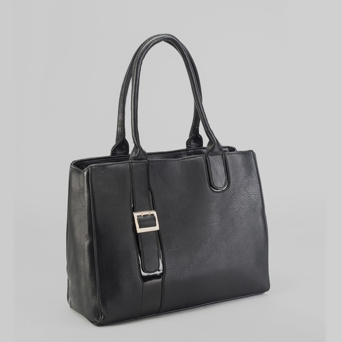 Сумка женская на молнии, 1 отдел с перегородкой, наружный карман, чёрная