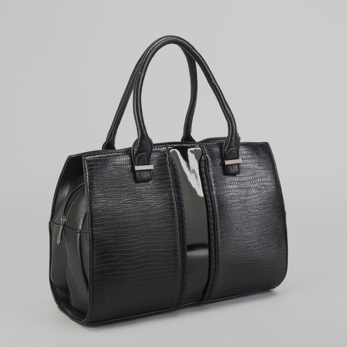 Сумка женская на молнии, 1 отдел с перегородкой, наружный карман, чёрная