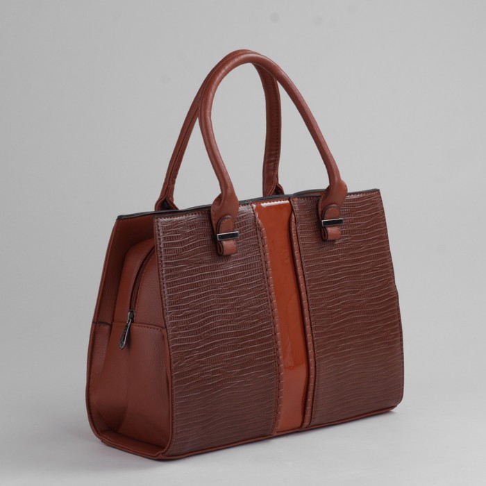 Сумка женская на молнии, 1 отдел с перегородкой, наружный карман, рыжая