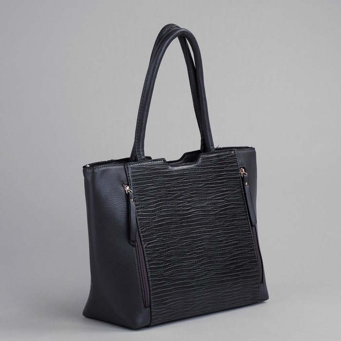 Сумка женская на молнии, 1 отдел с перегородкой, 3 наружных кармана, серая