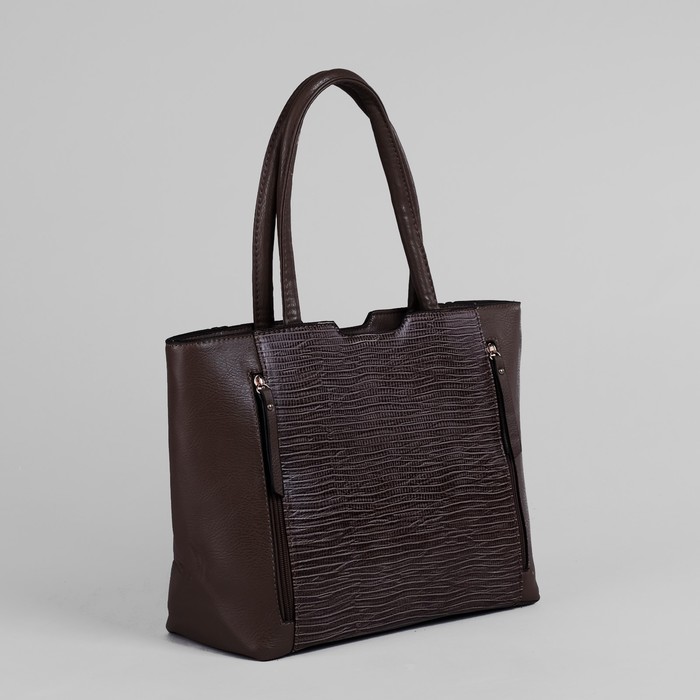 Сумка женская на молнии, 1 отдел с перегородкой, 3 наружных кармана, цвет хаки