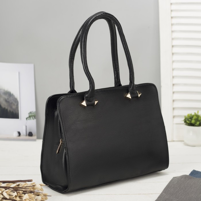 Сумка женская на молнии, 1 отдел с перегородкой, наружный карман, чёрная