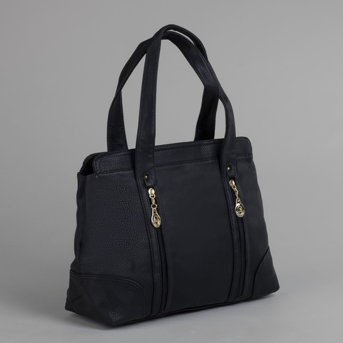 Сумка женская на молнии, 2 отдела, наружный карман, чёрная