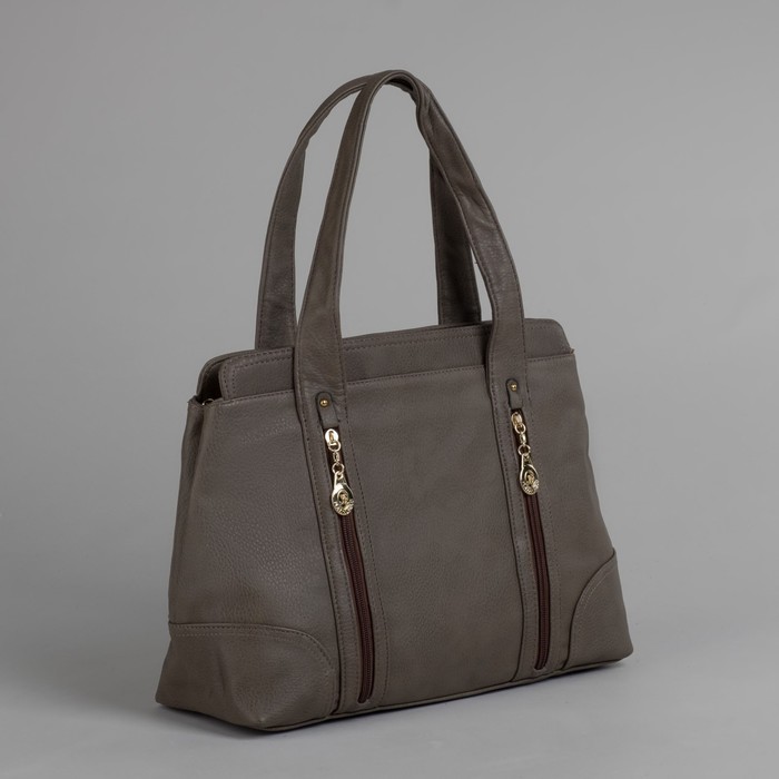 Сумка женская на молнии, 2 отдела, наружный карман, цвет хаки