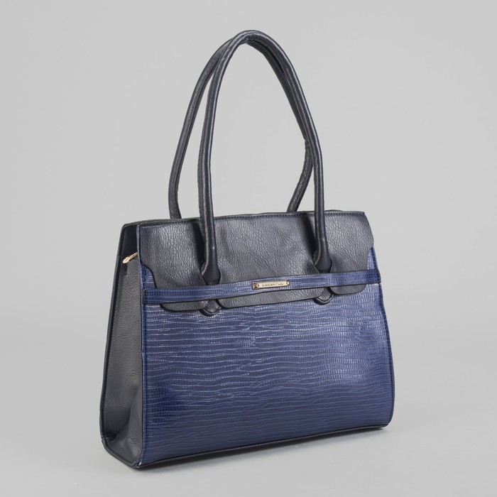 Сумка женская на молнии, 1 отдел с перегородкой, наружный карман, синяя