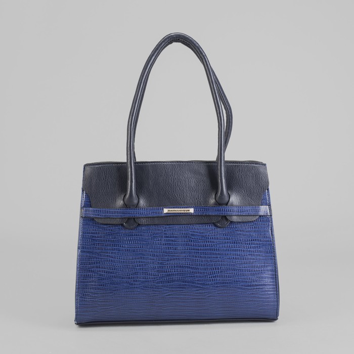 Сумка женская на молнии, 1 отдел с перегородкой, наружный карман, синяя