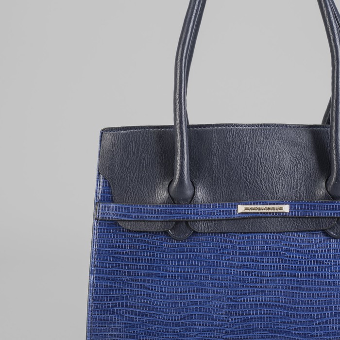 Сумка женская на молнии, 1 отдел с перегородкой, наружный карман, синяя