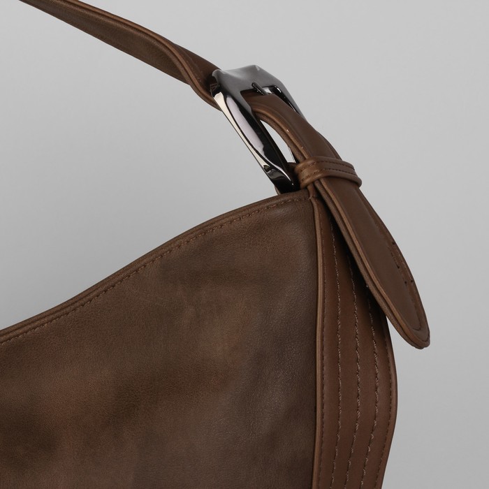 Сумка женская на молнии, 1 отдел, наружный карман, коричневая