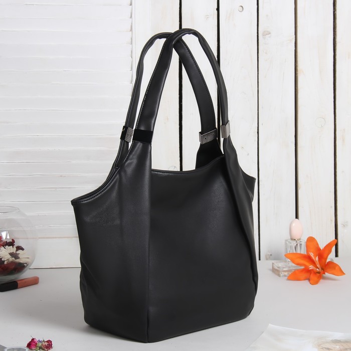 Сумка женская на молнии, 1 отдел, наружный карман, чёрная