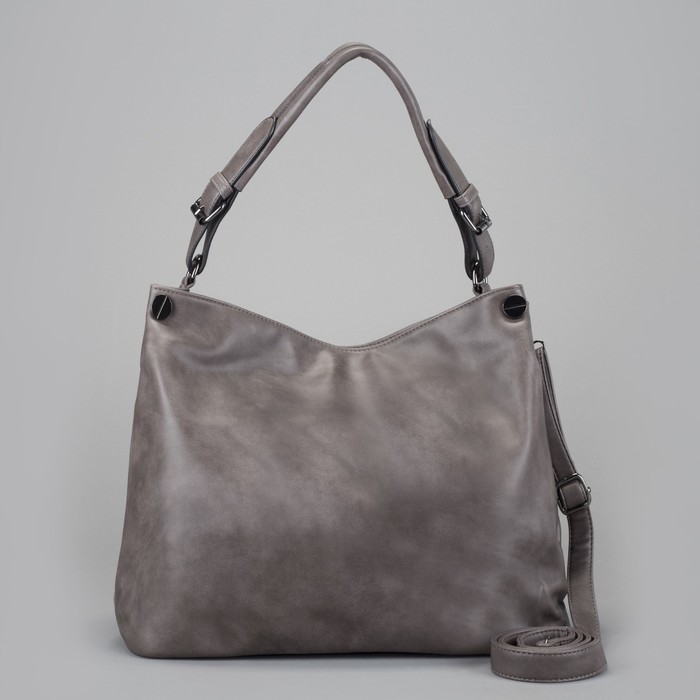 Сумка женская на молнии, 1 отдел с перегородкой, наружный карман, серая