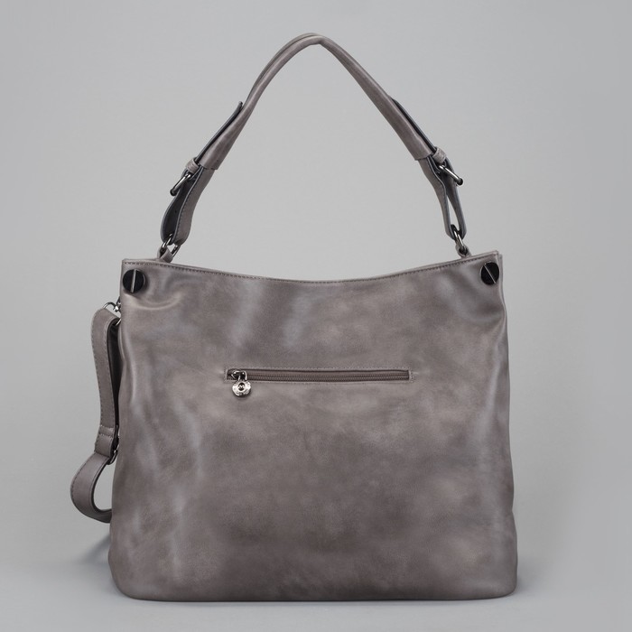 Сумка женская на молнии, 1 отдел с перегородкой, наружный карман, серая