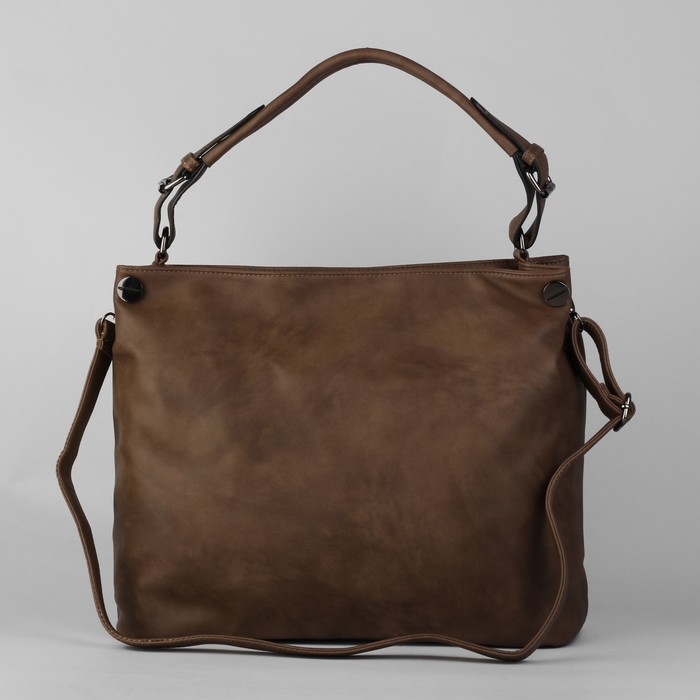 Сумка женская на молнии, 1 отдел с перегородкой, наружный карман, коричневая